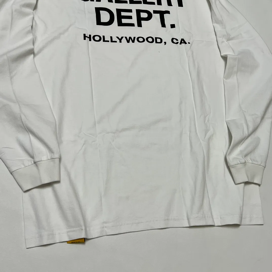 GALLERY DEPT. SOUVENIR L/S TEE English LOGO Basic Long Sleeve White S-XL Genuine Uniform Cylindrical No Side Seam Linen Cotton Fabric Garment Wash Preshrunk Correct Fit Correct Accessories